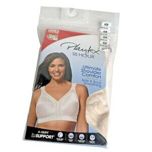 Playtex 18 Hour 4693 Wirefree 42B Ultimate Shoulder Comfort Bra Natural Beige